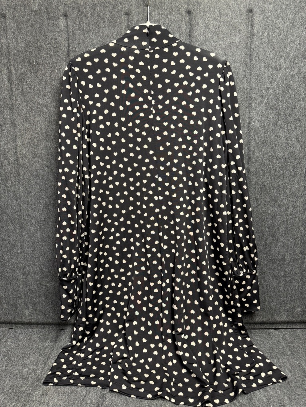 & Other Stories Black Long-Sleeve Dress with Cream Heart Print - Picture 3 of 7